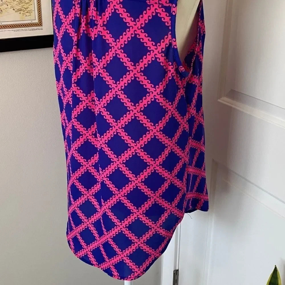 Stitch Fix 41 Hawthorn Blue Pink Design V-Neck Tank Top - Picture 7 of 11
